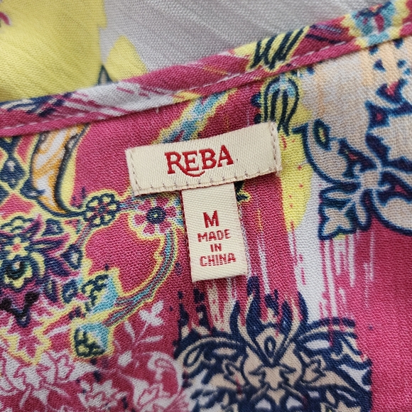 Reba Vintage Boho Patchwork Multi Print Bell Sleeve Midi Dress Med Garden Girl - Picture 10 of 13